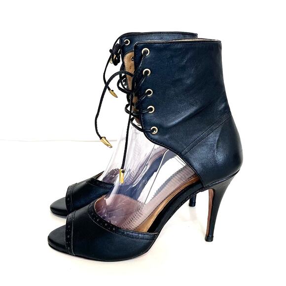 Samanta Victorian Whimsigoth Bootie Heels Size 8.5M Black Leather Witchy Punk - Picture 3 of 11